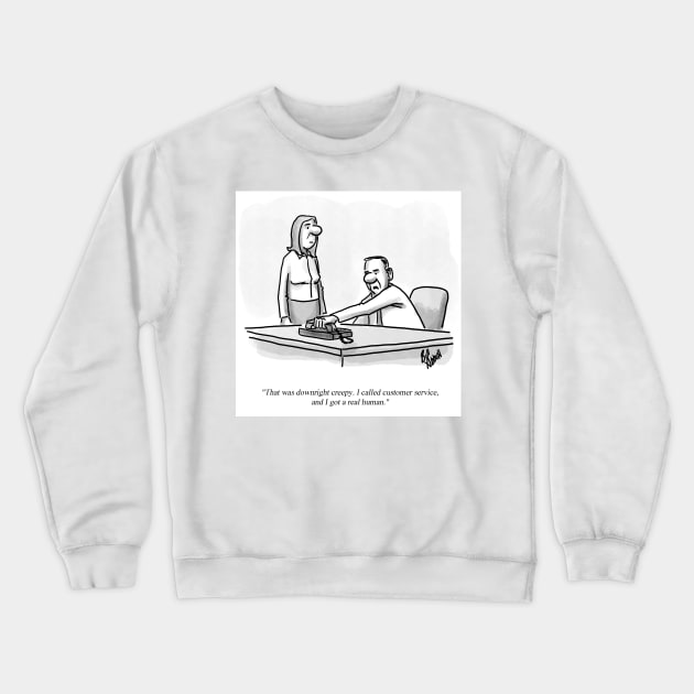 Classic Telephone Customer Service Cartoon Crewneck Sweatshirt by abbottcartoons